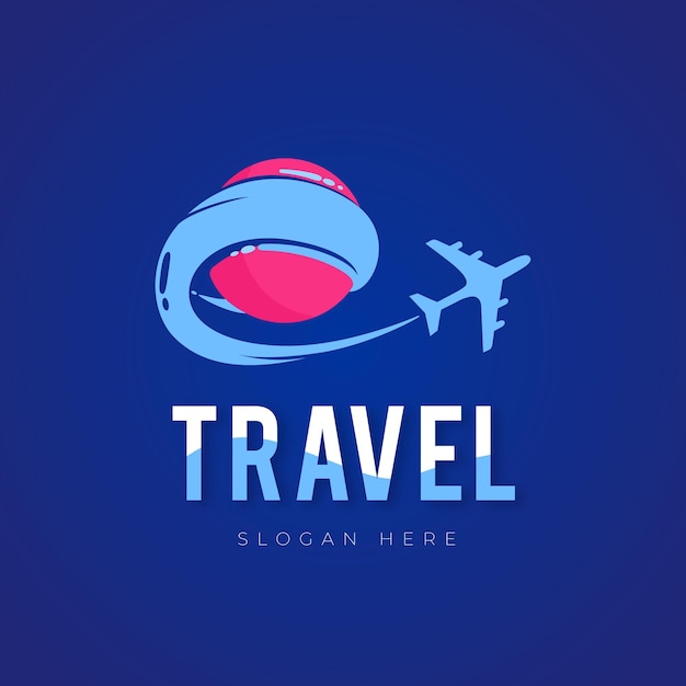 Vetor logotipo detalhado da viagem com avião