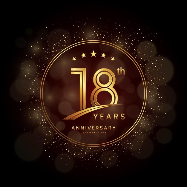 Vetor logotipo do 18º aniversário com glitter dourado