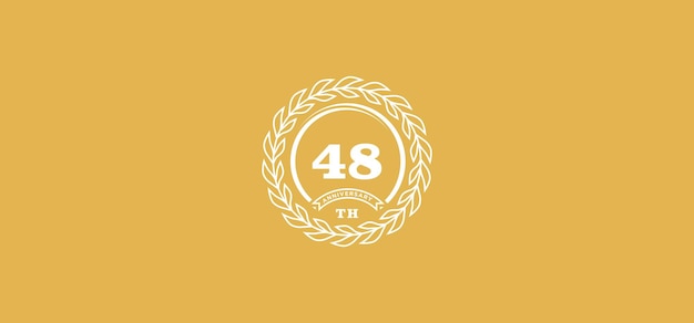 Logotipo do 48º aniversário com anel e moldura cor branca e fundo dourado