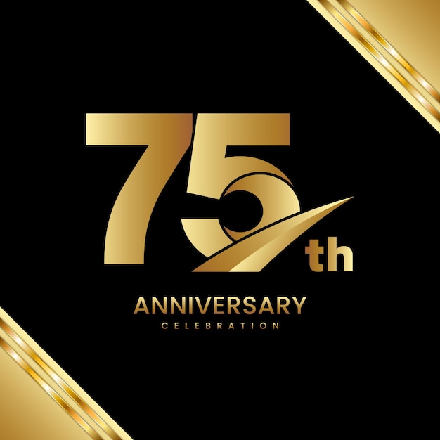 Vetor logotipo do 75º aniversário na cor dourada com estilo simples e luxuoso