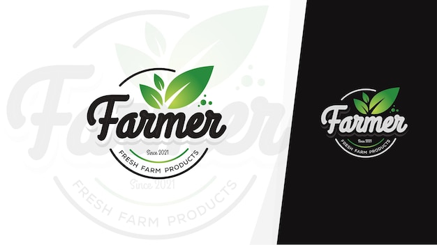 Vetor logotipo do agricultor design de logotipo para produtos frescos da fazenda