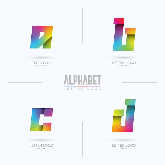 Vetor logotipo do alfabeto origami pixelated colorido gradiente abcd