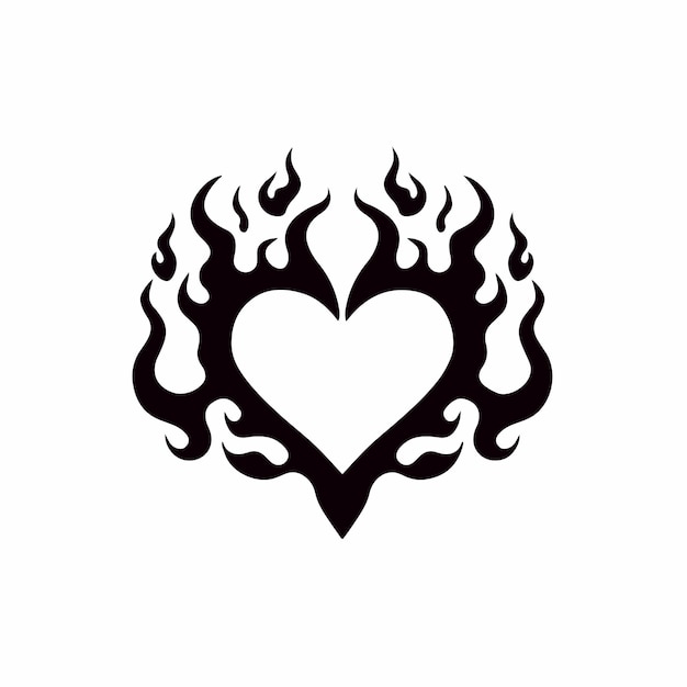 fire heart b&w em 2022, Letras para tatuagem, Tatoo, Desenho fácil