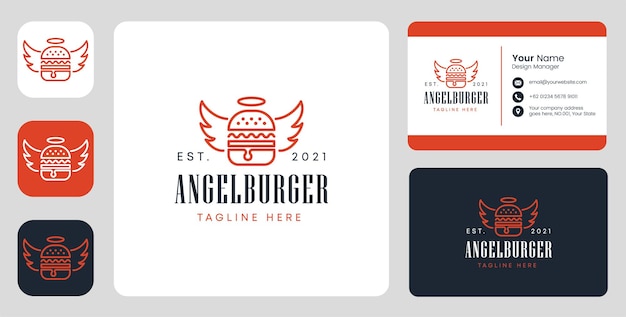 Logotipo do angel burger com design estacionário