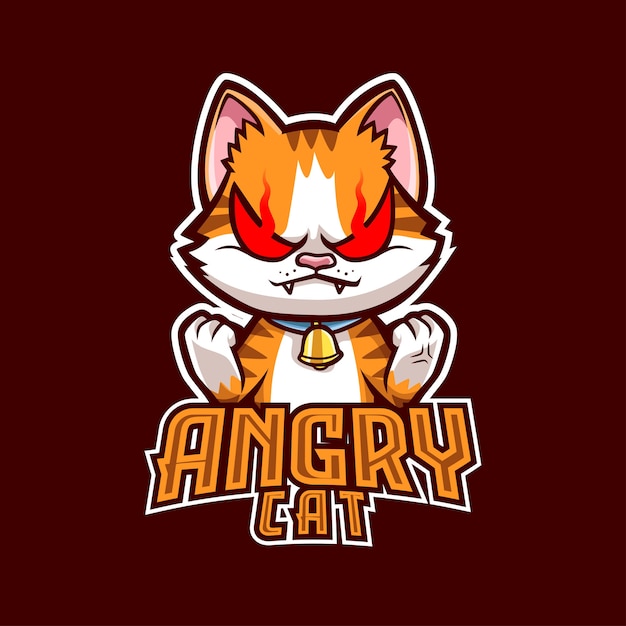 Logotipo do Angry Cat Mascot para esportes e esportes