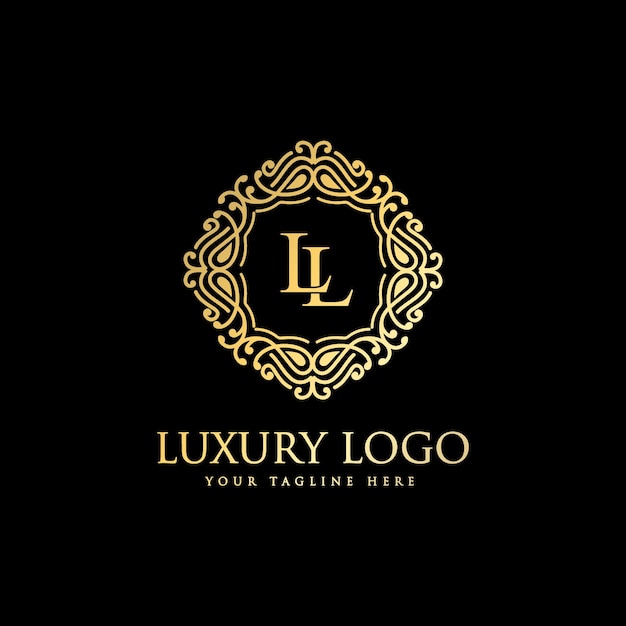 Vetor logotipo do antigo emblema vitoriano de luxo retrô com moldura ornamental floral