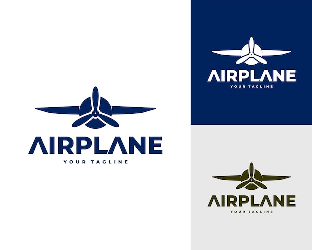 Logotipo do avião vintage com ilustração vetorial de hélice