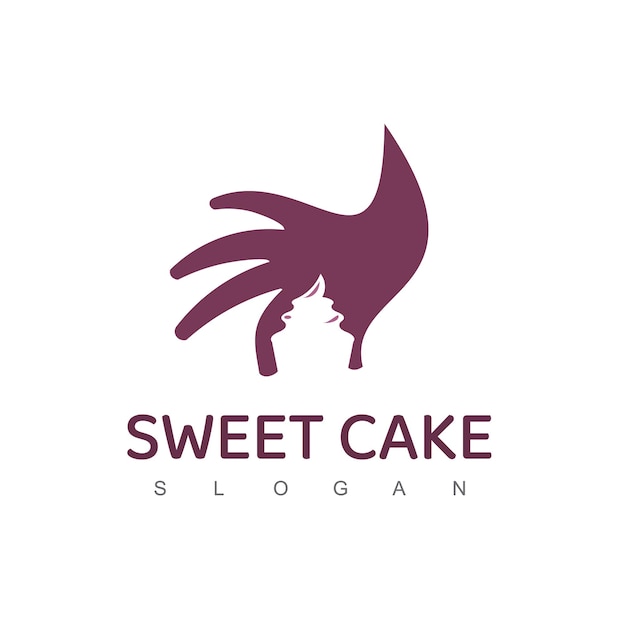 Logotipo do bolo doce escolhido cupcake com símbolo de mão
