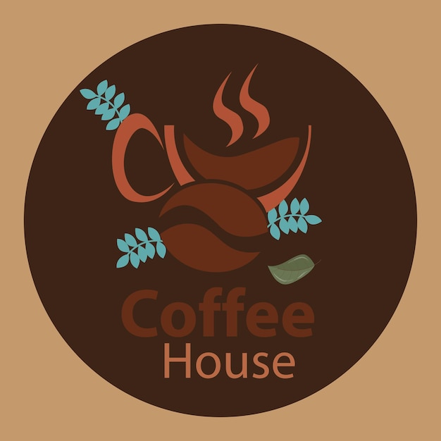 Vetor logotipo do café com cor marrom dominante