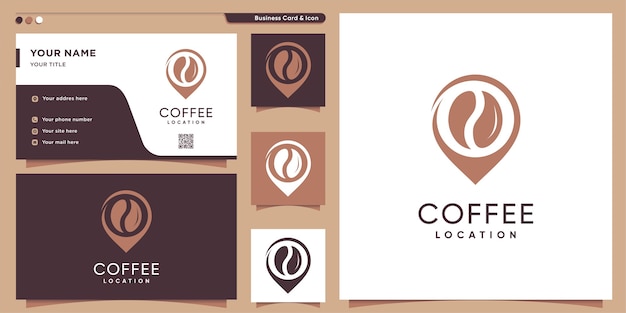 Logotipo do café com estilo de localização e modelo de cartão de visita