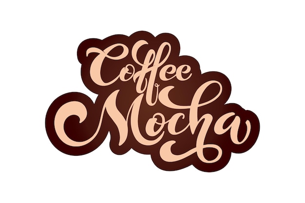 Logotipo do café Mocha Tipos de café Elementos de design de letras escritas à mão Modelo e conceito para o cardápio do café publicidade do café Ilustração vetorial