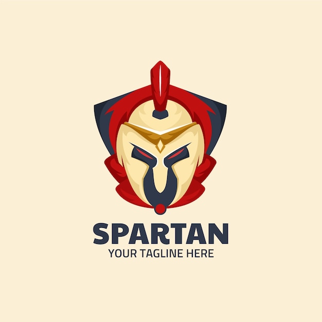 Logotipo do capacete espartano de design plano