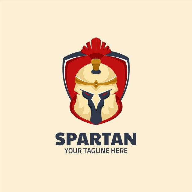 Logotipo do capacete espartano de design plano