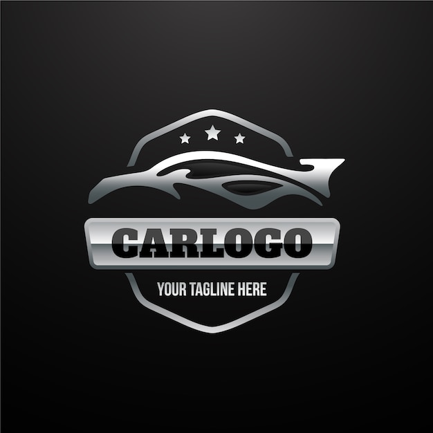 Vetor logotipo do carro metálico realista