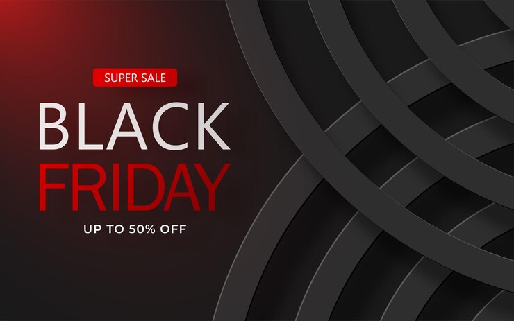Vetor logotipo do cartaz black friday sale banner em fundo escuro