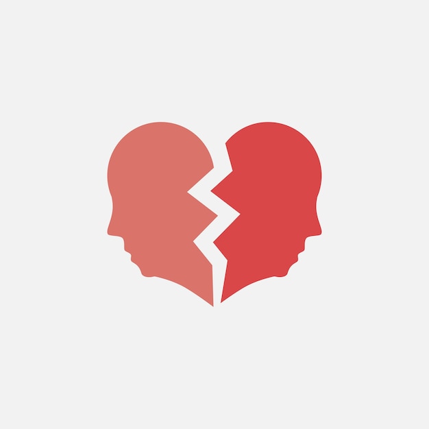 Vetor logotipo do casal de coração quebrado