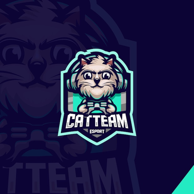 Logotipo do cat playing game esport