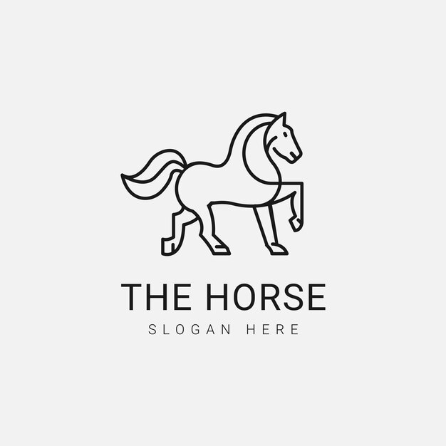 Vetor logotipo do cavalo ou design de ícone em estilo de linha simples