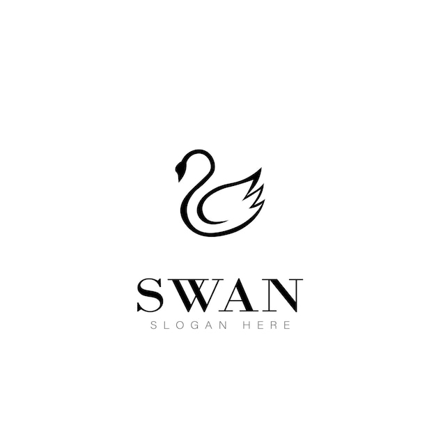 Vetor logotipo do cisne desenho de anime símbolo de beleza negócio natural