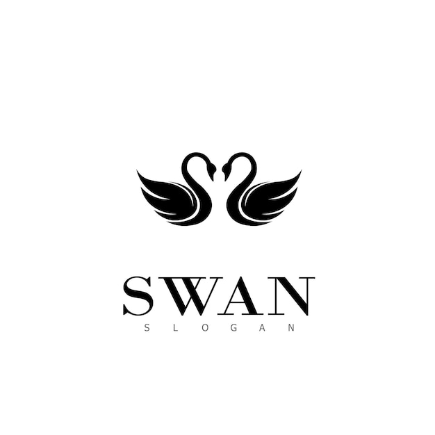 Vetor logotipo do cisne desenho de anime símbolo de beleza negócio natural