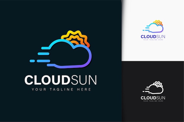 Vetor logotipo do cloud sun com gradiente