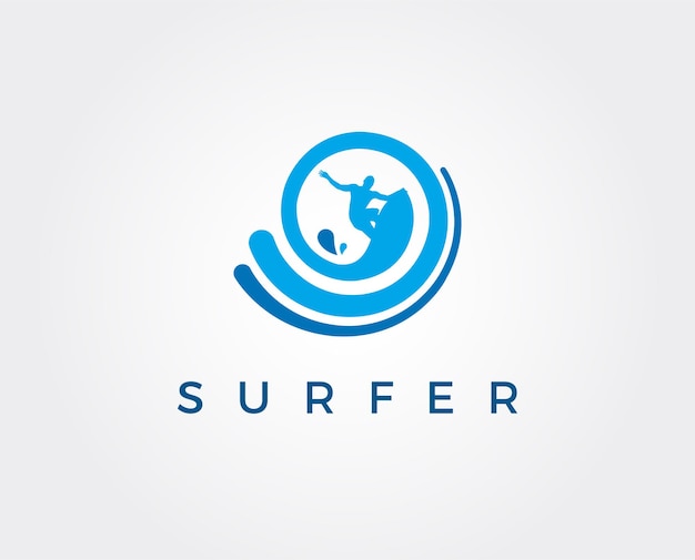Logotipo do clube de surfe ilustração de um surfista em uma onda