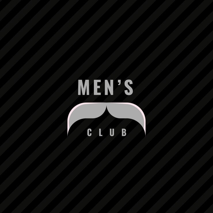 Vetor logotipo do clube masculino com bigode preto moderno