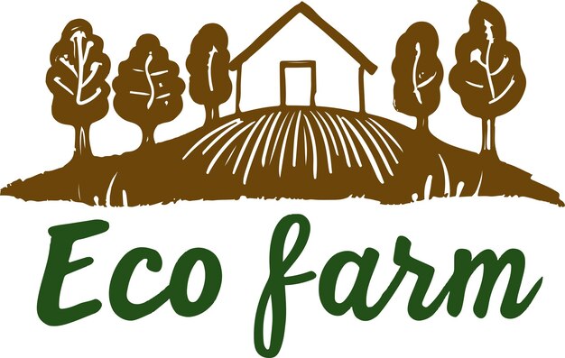 Logotipo do conceito da quinta modelo de paisagem da quinta rótulo para produtos agrícolas naturais