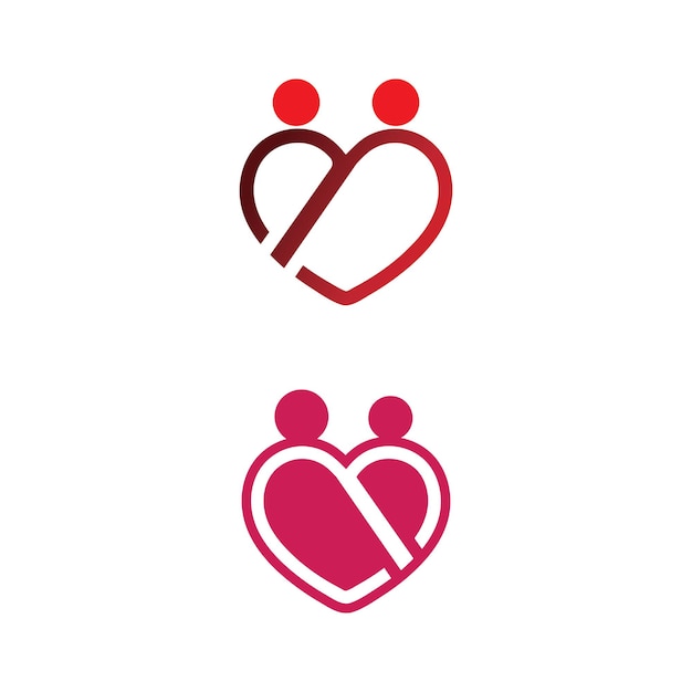Logotipo do coração e ícone do vetor de amor de beleza valentine e design de ilustração romântico símbolo de modelo