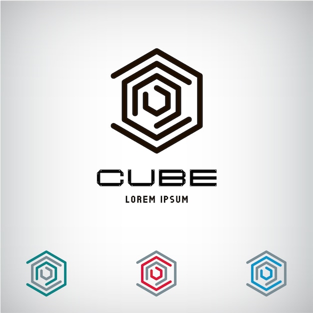 Vetor logotipo do cubo abstrato de negócios de tecnologia