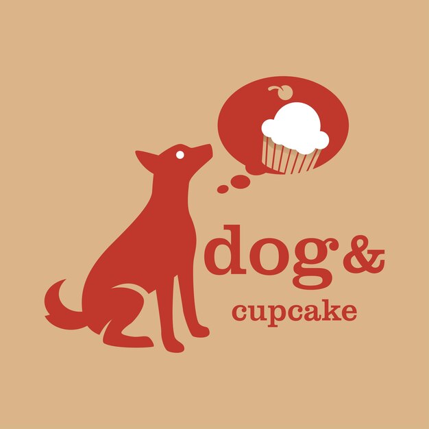 Vetor logotipo do cupcake de cachorro