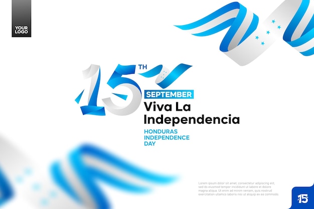 Vetor logotipo do dia da independência de honduras, 15 de setembro, com fundo de bandeira