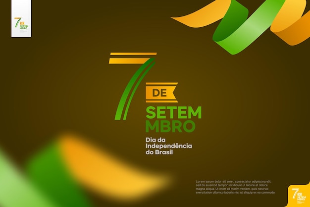 Vetor logotipo do dia da independência do brasil 7 de setembro com fundo da bandeira