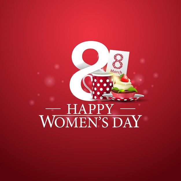 Logotipo do dia da mulher feliz com presentes