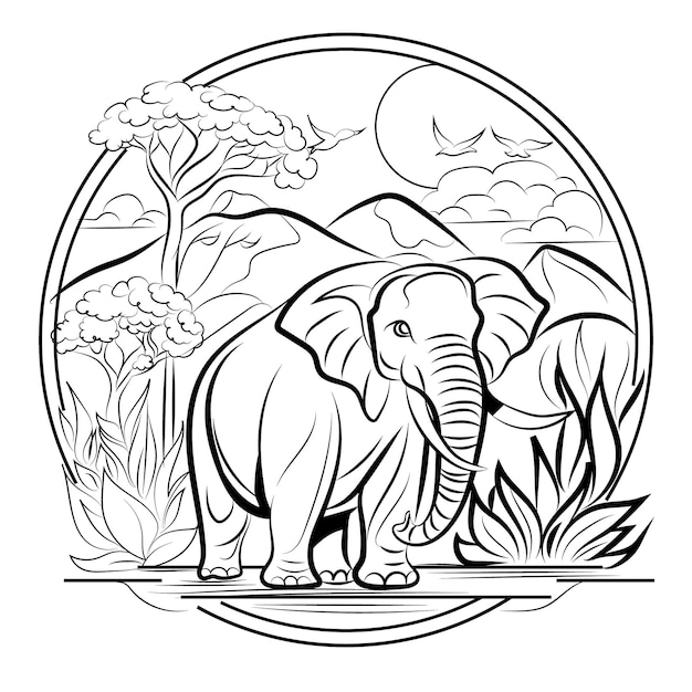 Vetor logotipo do dia da vida selvagem ícone de elefante lineartdoodle