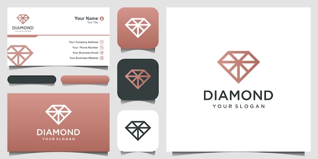 Logotipo do diamante logotipo de jóias excelentes. ícone e cartão de visita