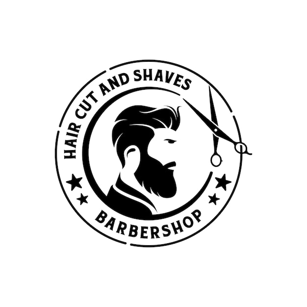 Vetor logotipo do distintivo de barbearia retrô vintage.