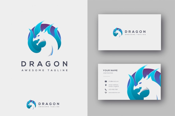 Logotipo do dragão e cartão de visita
