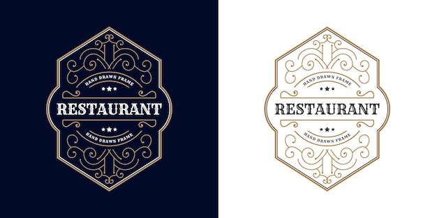 Logotipo do emblema caligráfico vitoriano de luxo retrô antigo com moldura ornamental adequado para barbeiro, vinho artesanal, cerveja, spa, salão de beleza, boutique, antigo, restaurante hotel