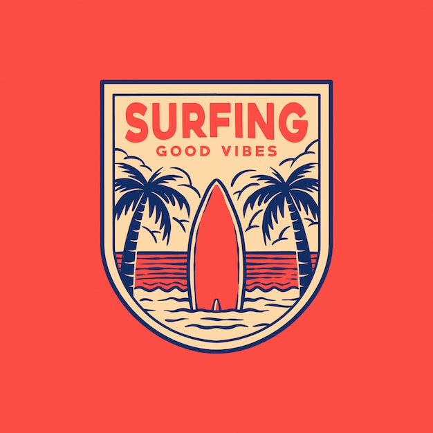 Vetor logotipo do emblema de surf