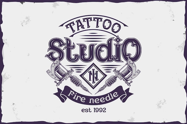 Vetor logotipo do emblema de vetor de estúdio de tatuagem