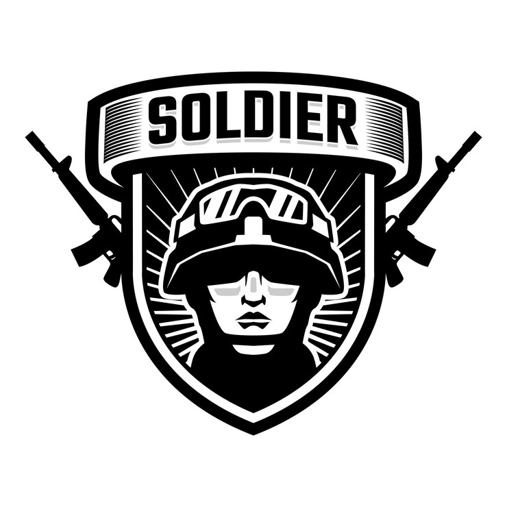 Vetor logotipo do emblema do mascote da cabeça de soldado