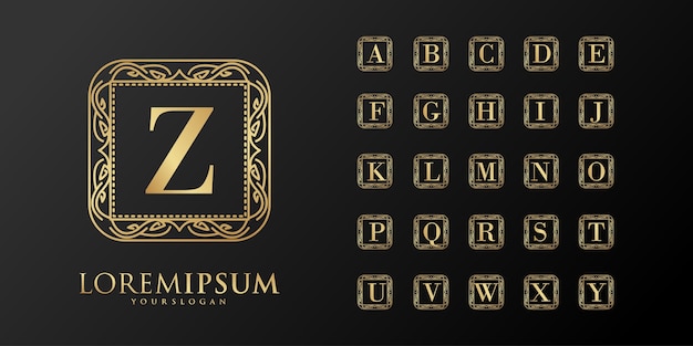 Vetor logotipo do emblema inicial da alphabet luxury