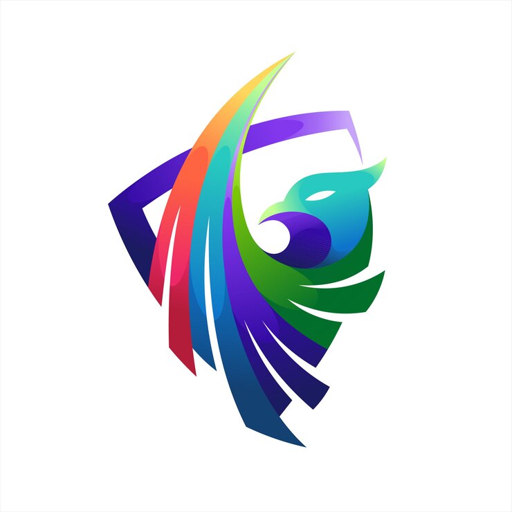 Vetor logotipo do escudo falcon com conceito de cor gradiente