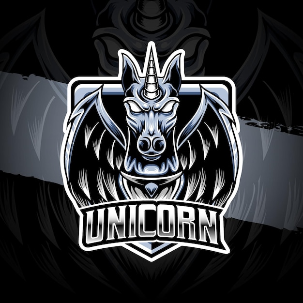 Logotipo do esport com ícone de personagem unicórnio