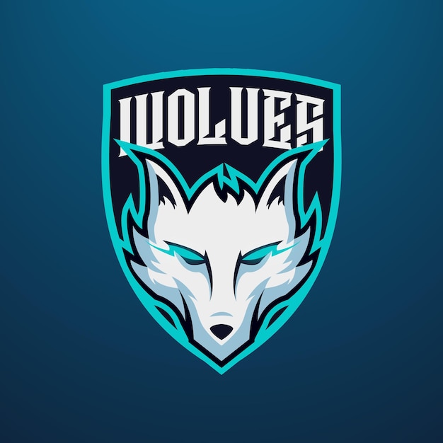 Logotipo do esport mascote dos lobos brancos