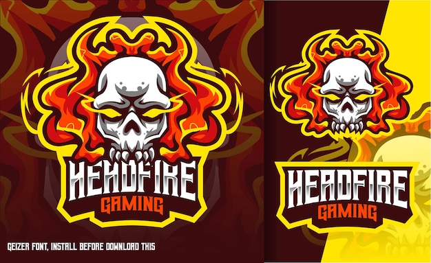 Logotipo do esport para jogos head fire skull