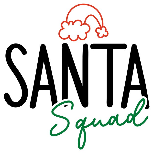 Vetor logotipo do esquadrão do papai noel com um gorro de papai noel