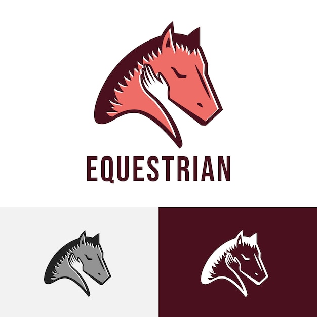 Logotipo do estábulo do horseman horseman hand racehorse