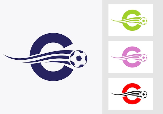 Logotipo do futebol na letra c sinal emblema do clube de futebol conceito de ícone de time de futebol